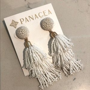 Panacea white tassel earrings